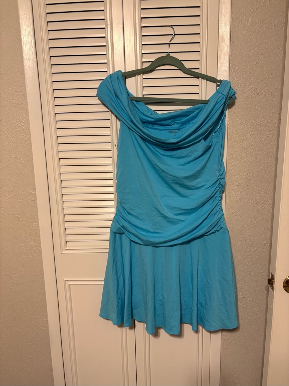 Abercrombie & Fitch Turquoise Off-Shoulder Skater Dress